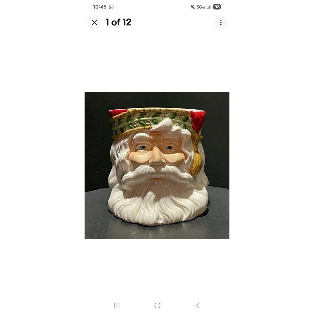 Vintage 90s Caffco Santa Head Old World Vase Planter Candy Jar Saint Nick